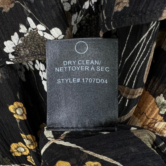 ROBERT RODRIGUEZ Floral Print Tiered Ruffled Dress Womens Large Black Sheer - Picture 12 of 16